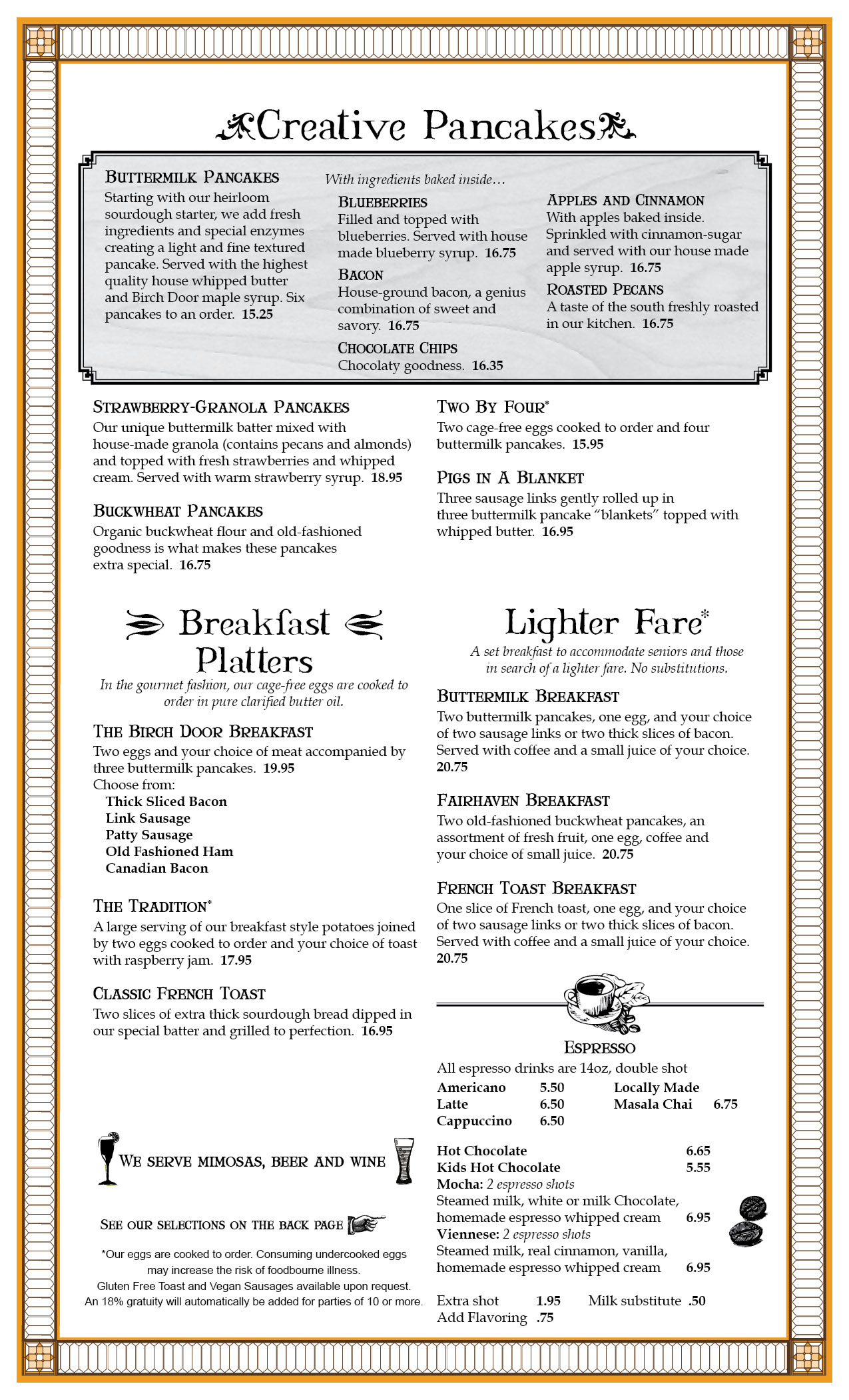 Breakfast Menu Page 1
